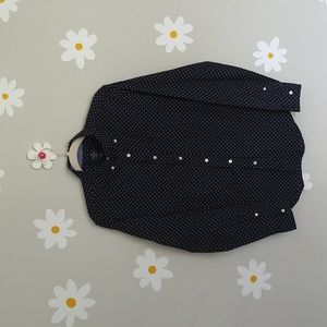 American Eagle Dark Navy & White Polka Dot Button-Down